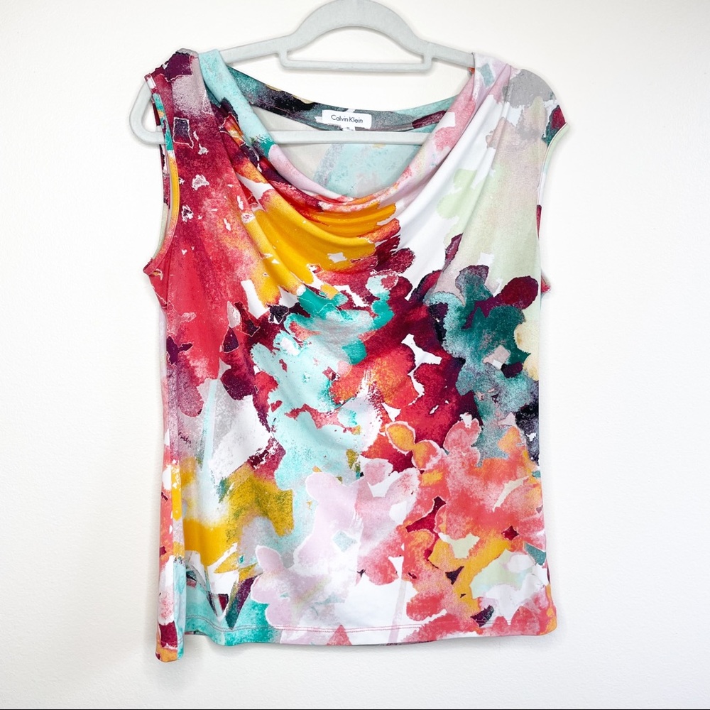 Watercolor Calvin Klein Abstract Blouse